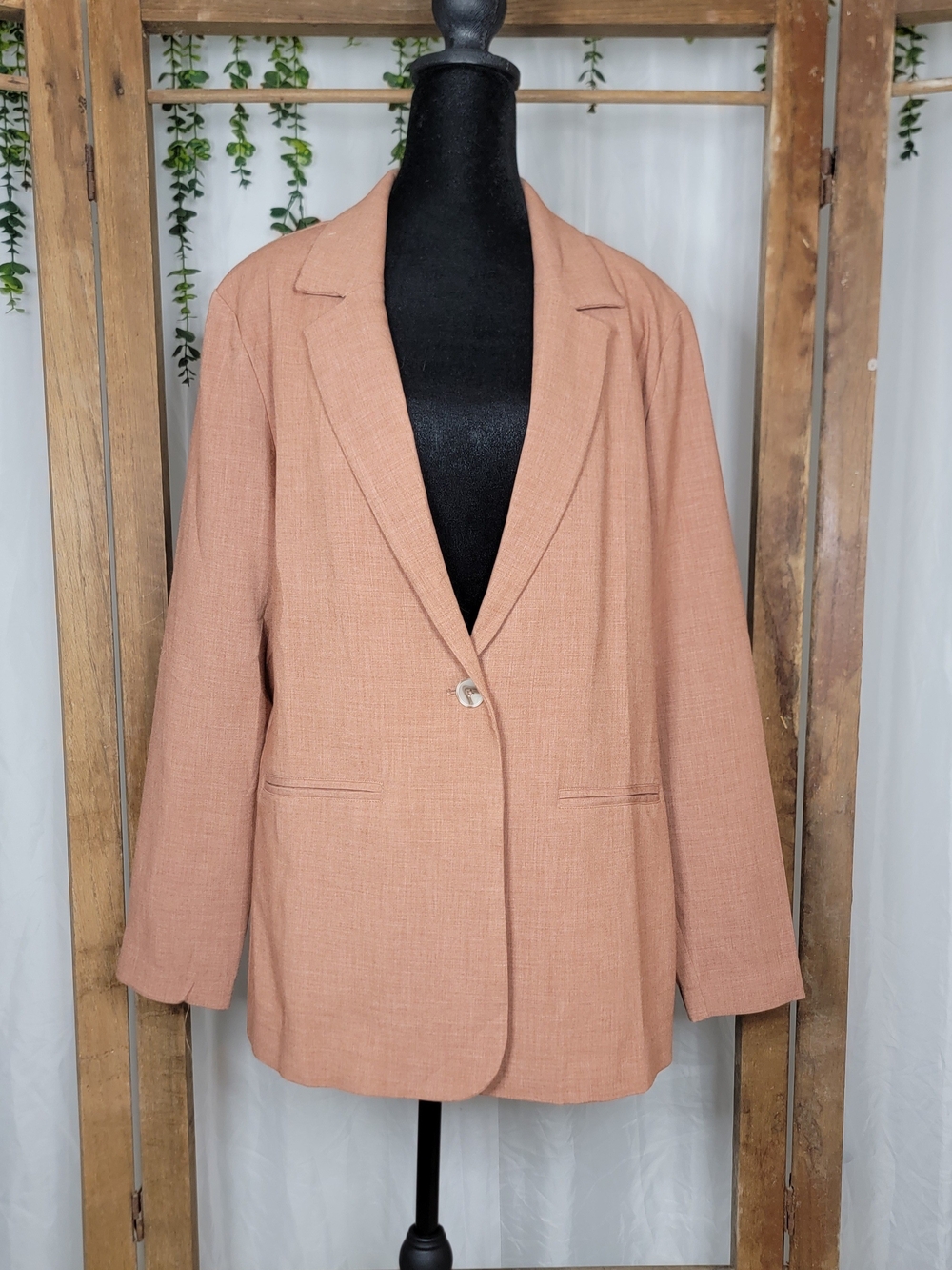 Maurices Blush Linen Blend Blazer Size Large | Coastal Grandmother Career Chic - Picture 4 of 7